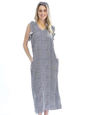 Michelle McDowell Avery Sleeveless Black and White  Maxi Dress. Sz S